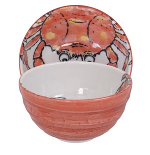 Keramische Kom met Rode Krab - Tokyo Design Studio - 500ml - 13.2 x 6.8cm