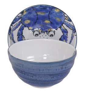 Keramische Kom met Krabontwerp - Tokyo Design Studio - Seafood - 500ml - 13.2 x 6.8 cm