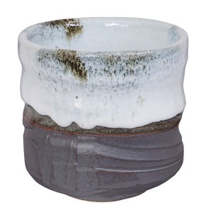 Handgemaakte Theekom Wit/Blauw - Japanse Keramiek - 500ml - 10.5 x 10cm