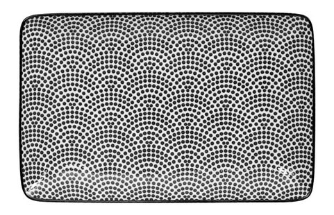 Rechthoekig Bord - Tokyo Design Studio - Nippon Black - Stippen - 21 x 13.5 cm