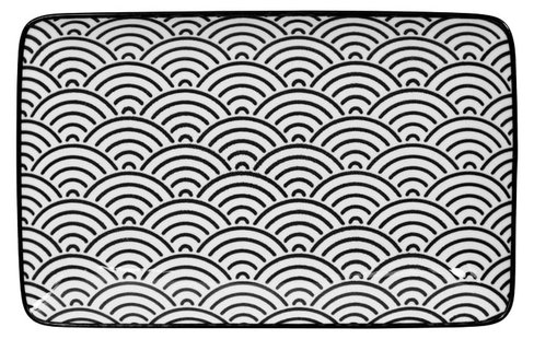 Rechthoekig Bord Golven - Tokyo Design Studio Nippon Black - 21 x 13.5 cm