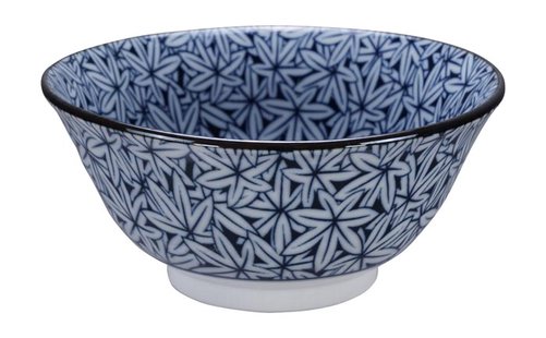 Kom met blauw-witte bladerpatroon - Mixed Bowls - 500ml - 15 x 7cm