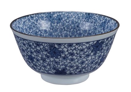 Keramische Kom Blauw/Witte Bloemenpatroon - Mixed Bowls - 12.7 x 6.8cm - 400ml