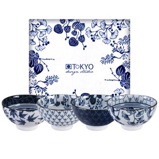 Flora Japonica Rijstkommen Set - Tokyo Design Studio - 4-delig - 300ml - 12 x 6.3cm