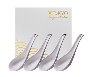 Witte Gouden Lepelset - Tokyo Design Studio Nippon White - Set van 4 - 13.8 x 4.8cm
