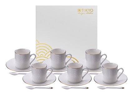 Espressoset Wit met Goud - Nippon White - Tokyo Design Studio - 18-delig - 80ml