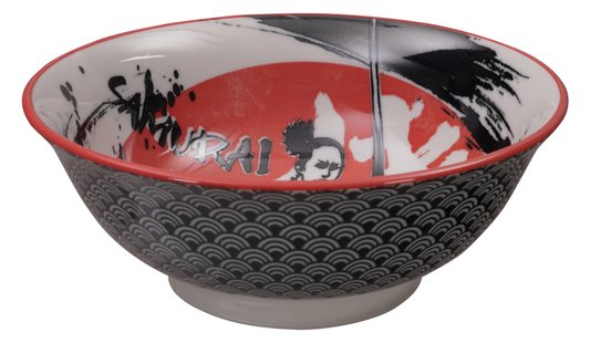 Zwart/Rode Samurai Kom - Mixed Bowls - 1000ml - 20,3 x 8cm