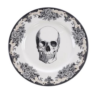 Zwart-wit bord met schedelontwerp - Royal Stafford Skull Collectie - 28 x 2,3 cm
