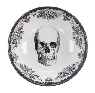Zwart-witte keramische kom - Skull Design - Royal Stafford - 700ml - 19x5cm
