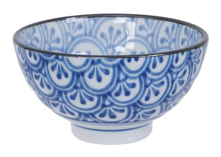 Keramische Kom - Blauwe Florale Motieven - 12 x 6.5cm