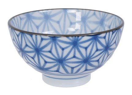 Blauw-wit keramische kom - Traditionele Japanse stijl - 12 x 6.5 cm