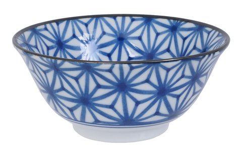 Keramische Kom met Blauw/Wit Patroon - Mixed Bowls - 450ml - 15x6cm