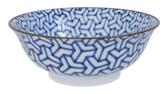 Keramische Kom - Mixed Bowls - Wit en Blauw Design - 1000ml 20.5x7x8cm