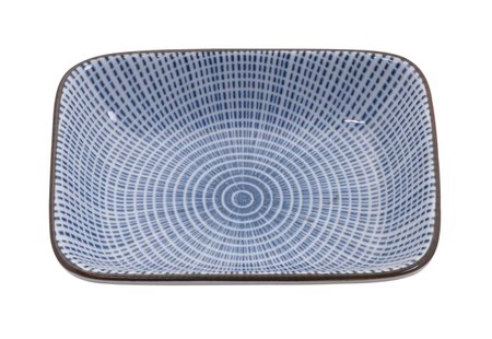 Japans sausschaaltje - Sendan Tokusa - blauw radiaal patroon - 9.3 x 7 x 2.3 cm