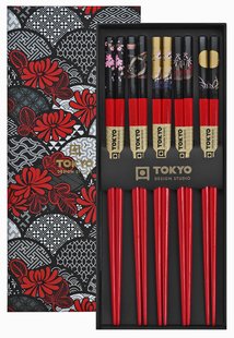 Chopsticks Set - Tokyo Design Studio - Rode Eetstokjes - Set van 5