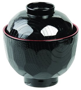 Zwart/Rode Lakwerk Kom met Deksel - Tokyo Design Keuken - 9.5 x 10cm