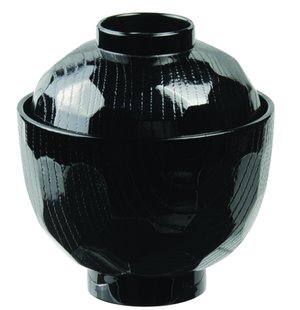 Zwarte Lakwerk Kom met Deksel - 9.5 x 10cm