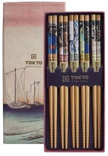 Chopsticks Set - Tokyo Design Studio - Woodblock - 5 paar