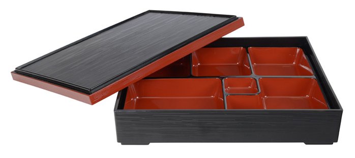 Bento Box - Zwart/Rode Lakafwerking - 30 x 24 cm