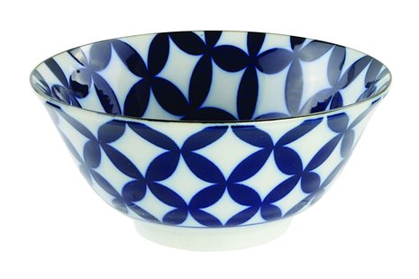 Keramische Kom - Mixed Bowls - Blauw/Wit Design - 500ml - 14.8 x 6.8cm