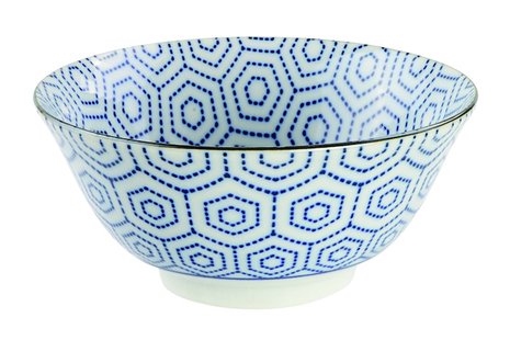 Blauw/Witte Keramische Kom - Mixed Bowls - 500ml - 14.8 x 6.8cm