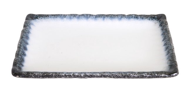 Rechthoekig Bord Grijs/Wit - Tajimi - Porselein - 21.7 x 15 x 2.5 cm