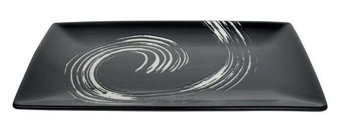 Zwart/Wit Bord - Black Maru - Artistieke Swirl - 27 x 16.5 cm