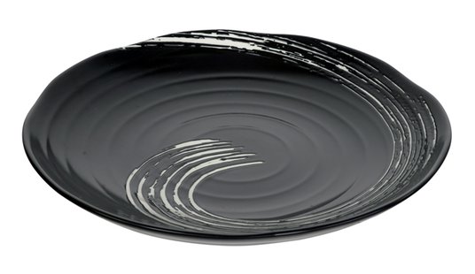 Porseleinen Bord Zwart/Wit - Black Maru - 27 x 3.5 cm