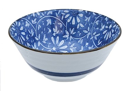 Keramische Kom - Mixed Bowls - Blauw en Wit Design - 500ml - 15 x 6.5cm