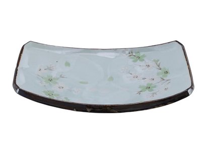 Mintgroen Bord - Green Cosmos - Decoratief Bloemenmotief - 18.5 x 12.5cm