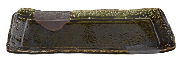 Rechthoekig Oribe Bord - Bruin en Olijfgroen - 33.6 x 14 cm