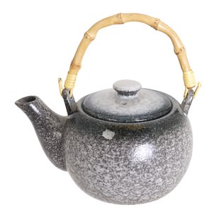 Grijs-witte theepot - Tajimi - keramiek met bamboe handvat - 600ml