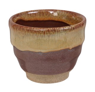 Handgemaakte Kop Bruin Wit 200ml - Keramiek - 8.5x6.9cm