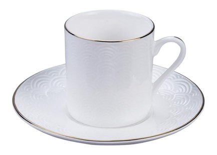 Porseleinen Kop en Schotel met Gouden Rand - Nippon White - 11.5cm 100ml