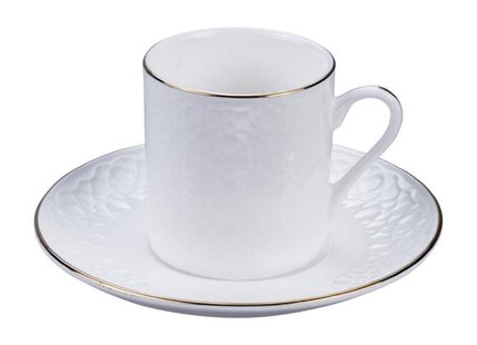 Witte porseleinen koffiekop met gouden bies - Nippon White - 100ml 11.5cm