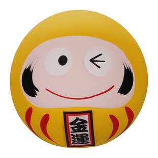 Gele Daruma pop - traditionele Japanse gelukstalisman - 6 x 6 x 6 cm