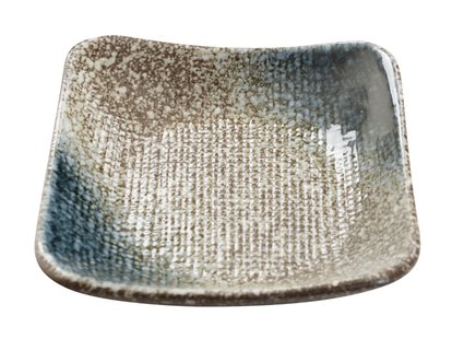 Blauw/grijs porseleinen bord - Tajimi - 14 x 14 x 3.5cm