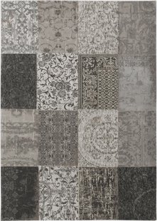 Louis de Poortere - 8101 Vintage Patchwork Black & White - 80x150 cm Vloerkleed