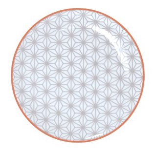 Gebaksbord - Tokyo Design Studio - Star Wave - Grijs/Rood - 16x2cm