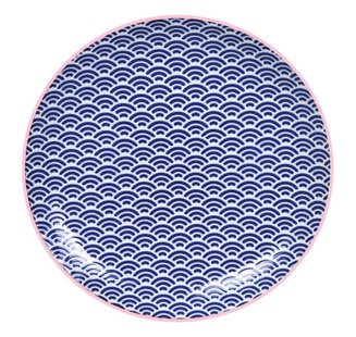 Ontbijtbord Star Wave - Tokyo Design Studio - Donkerblauw/Roze - 20.6x2.2cm