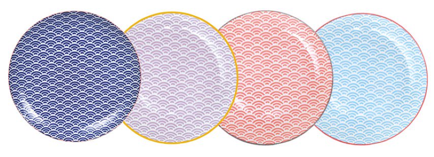 Ontbijtborden set Star Wave - Tokyo Design Studio - 20.6 x 2.2cm - 4 stuks