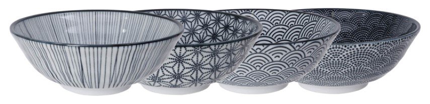 Japanse keramische kommen - Tokyo Design Studio - Nippon Black - 4-delig - 1000ml - 21x7.8cm