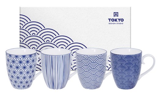 Japanse Mokkenset Nippon Blue - Tokyo Design Studio - 4-delig 380ml - 8.5 x 10.2cm