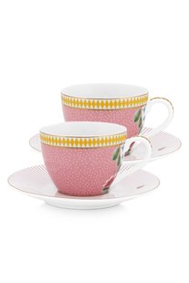 Pip Studio La Majorelle Set/2 Espresso Kop & Schotel Roze