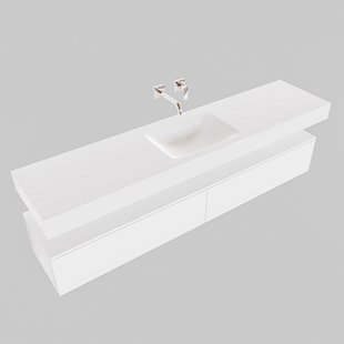 Badmeubel Ibiza 200 cm Spoelbak Midden Mat Wit (0 kraangaten)