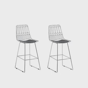 Beliani - PRESTON - Barkruk - Set van 2 - Zilver - Staal