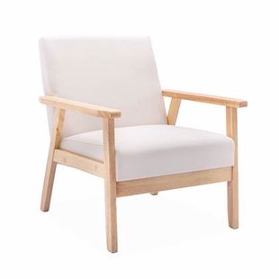 sweeek - Houten fauteuil met stoffen zitting sweeek - Houten fauteuil met stoffen zitting