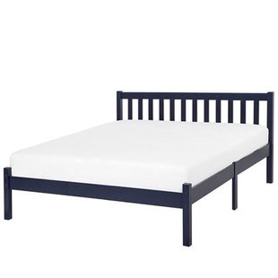 Beliani-FLORAC -Tweepersoonsbed-Marineblauw-140 x 200 cm-Dennenhout