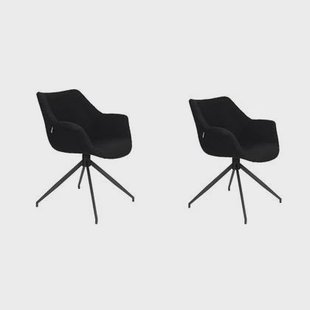 Zuiver Doulton Swivel Armstoel Zwart - Set van 2