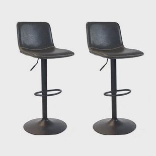 Bronx71 Industriële Barkruk Texas leer antraciet 60 - 76 cm -